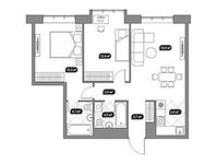 Планировка 3-комнатной квартиры, 66,9 м2