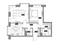 Планировка 2-комнатной квартиры, 68,8 м2