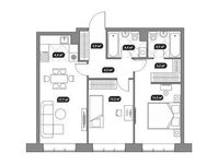 Планировка 3-комнатной квартиры, 69 м2