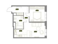 Планировка 2-комнатной квартиры, 48,7 м2