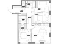 Планировка 3-комнатной квартиры, 92,1 м2