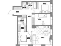 Планировка 3-комнатной квартиры, 92,2 м2