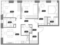 Планировка 3-комнатной квартиры, 90,34 м2