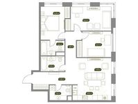 Планировка 4-комнатной квартиры, 91,99 м2
