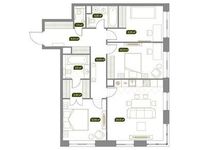 Планировка 3-комнатной квартиры, 90,5 м2