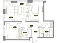 Планировка 3-комнатной квартиры, 73,87 м2