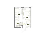 Планировка 2-комнатной квартиры, 44,11 м2