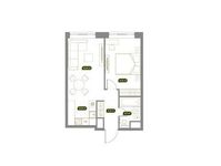 Планировка 2-комнатной квартиры, 44,42 м2
