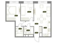 Планировка 3-комнатной квартиры, 67,11 м2