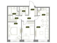 Планировка 3-комнатной квартиры, 68,28 м2