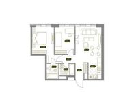 Планировка 3-комнатной квартиры, 68,88 м2