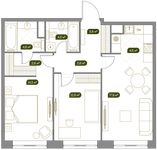 Планировка 3-комнатной квартиры, 68,8 м2