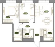 Планировка 3-комнатной квартиры, 67,1 м2