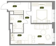 Планировка 2-комнатной квартиры, 48,8 м2