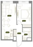Планировка 2-комнатной квартиры, 44,41 м2