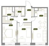 Планировка 3-комнатной квартиры, 68,75 м2