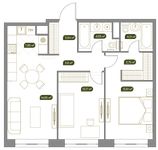 Планировка 3-комнатной квартиры, 68,93 м2