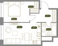 Планировка 2-комнатной квартиры, 44,02 м2