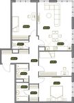 Планировка 4-комнатной квартиры, 98,5 м2