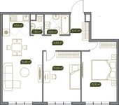 Планировка 3-комнатной квартиры, 67,81 м2