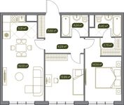 Планировка 3-комнатной квартиры, 72,36 м2