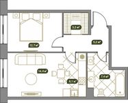 Планировка 2-комнатной квартиры, 49,2 м2
