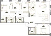 Планировка 5-комнатной квартиры, 167,67 м2