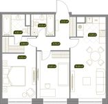 Планировка 3-комнатной квартиры, 68,5 м2