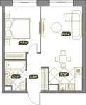 Планировка 2-комнатной квартиры, 50,77 м2