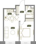 Планировка 2-комнатной квартиры, 45,18 м2
