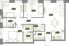 Планировка 4-комнатной квартиры, 95,7 м2