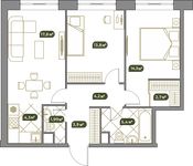 Планировка 3-комнатной квартиры, 68,7 м2