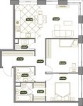 Планировка 3-комнатной квартиры, 91,88 м2