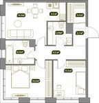 Планировка 3-комнатной квартиры, 68,36 м2