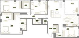 Планировка 5-комнатной квартиры, 203,5 м2