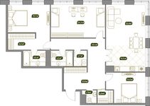 Планировка 4-комнатной квартиры, 134,9 м2