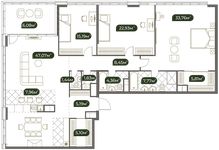 Планировка 4-комнатной квартиры, 173,14 м2