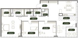 Планировка 4-комнатной квартиры, 167,94 м2