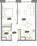 Планировка 2-комнатной квартиры, 52,4 м2