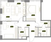 Планировка 3-комнатной квартиры, 72,62 м2