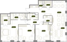 Планировка 4-комнатной квартиры, 166,24 м2