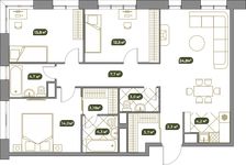Планировка 4-комнатной квартиры, 98,61 м2