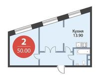 Планировка 2-комнатной квартиры, 50 м2