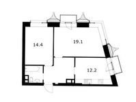 Планировка 2-комнатной квартиры, 57,1 м2