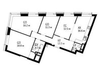 Планировка 4-комнатной квартиры, 97,1 м2