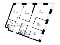 Планировка 4-комнатной квартиры, 106,7 м2
