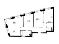 Планировка 4-комнатной квартиры, 106 м2