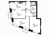 Планировка 3-комнатной квартиры, 82 м2