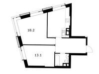 Планировка 2-комнатной квартиры, 57,6 м2