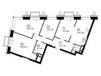 Планировка 3-комнатной квартиры, 96 м2